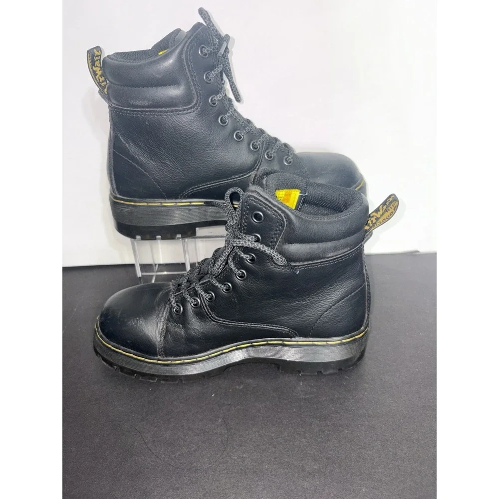 Dr. Doc Martens Steel Toe Boots Womens 7 US Black Leather ASTM F2413-18